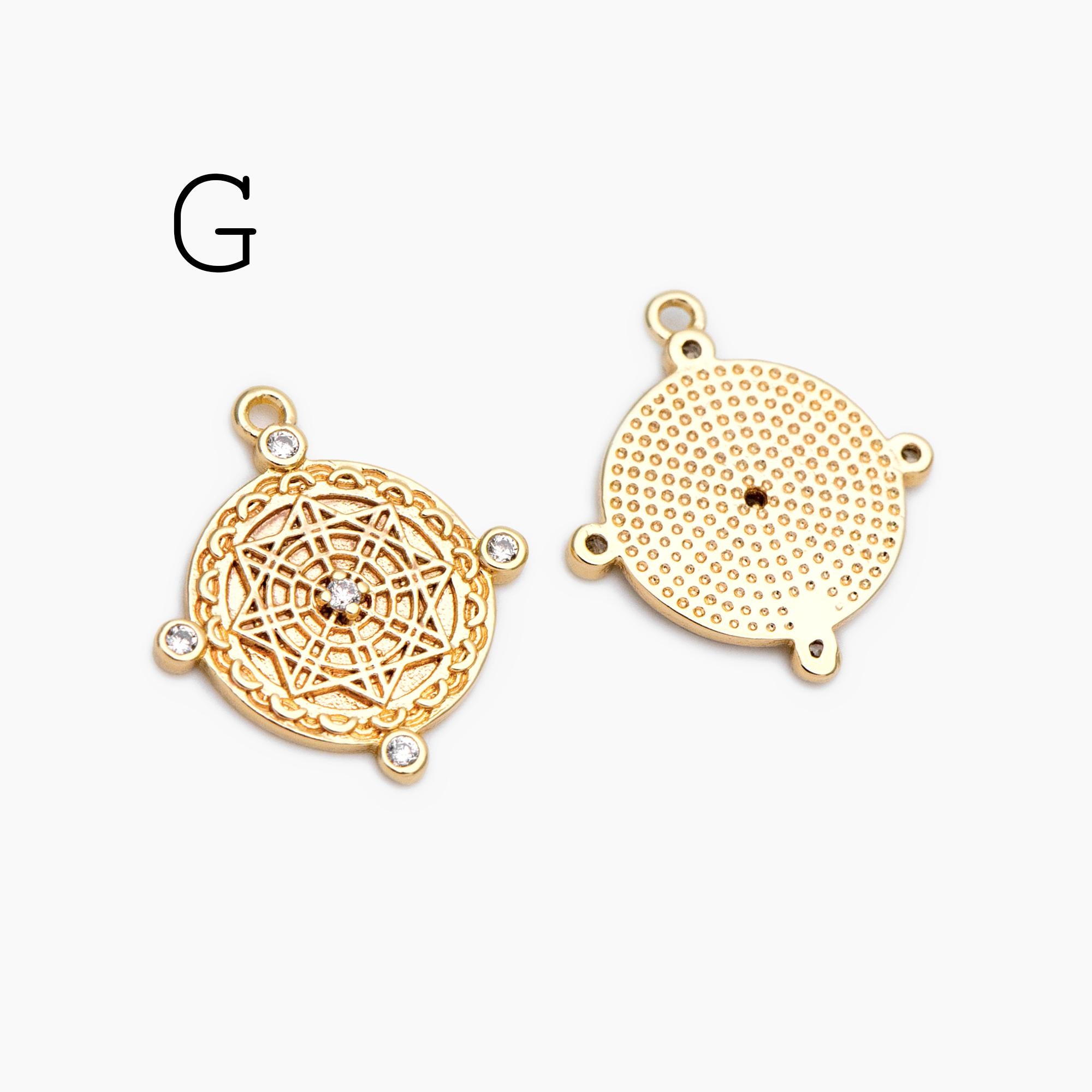 4pcs Gold Round Disc Charms , 18K Gold plated Brass, Jewelry Making, Diy Material, Jewelry Supplies (GB-3464)